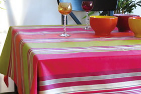 Adour orange 100% cotton coated tablecloth.