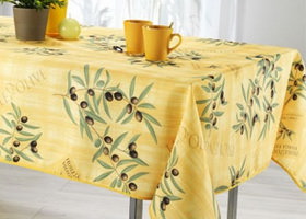 Yellow black olives rectangular provencal tablecloth in polyester
