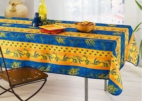 MCL blue rectangular provencal tablecloth in polyester