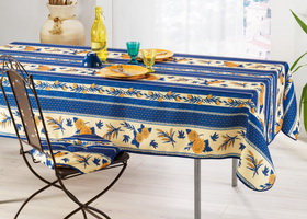 Tournesol abeille bleu rectangular provencal tablecloth in polyester