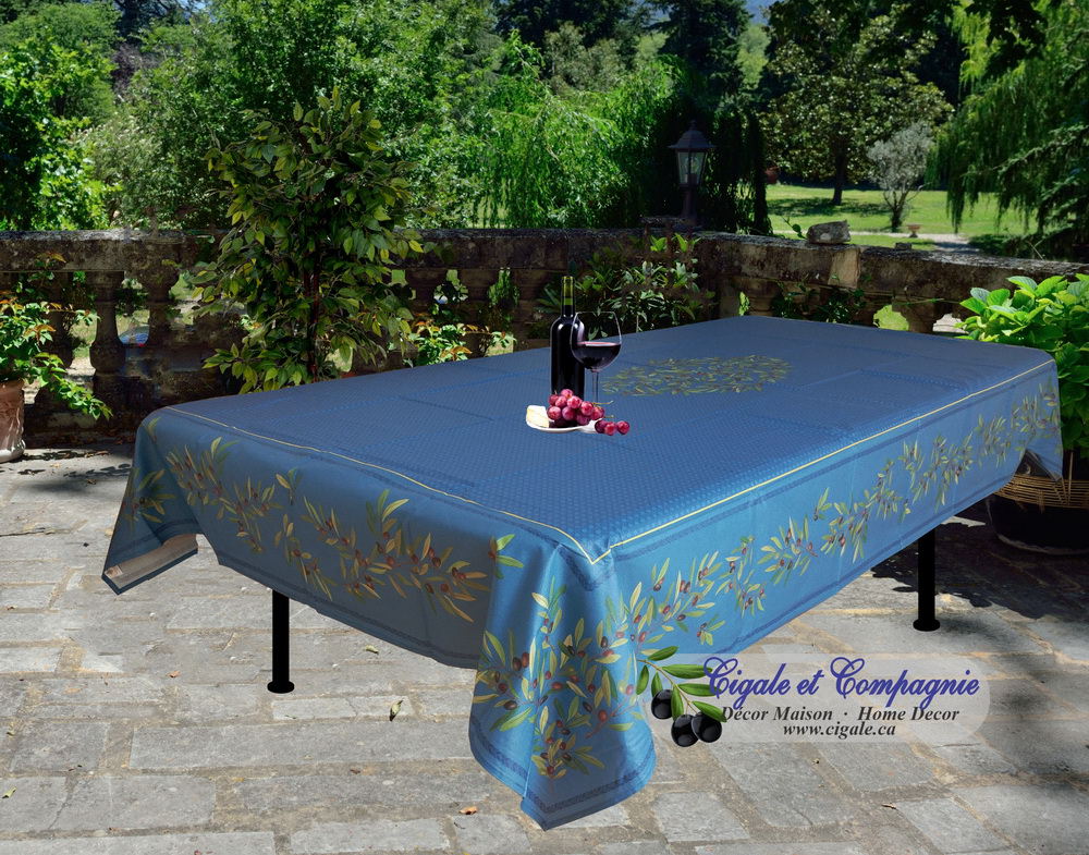 Image for Nyons blue coated tablecloth in rectangular dimension