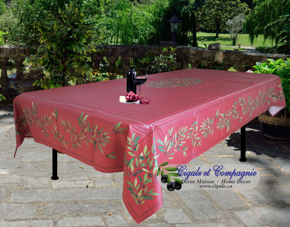 Image for Nyons red coated tablecloth in rectangular dimension
