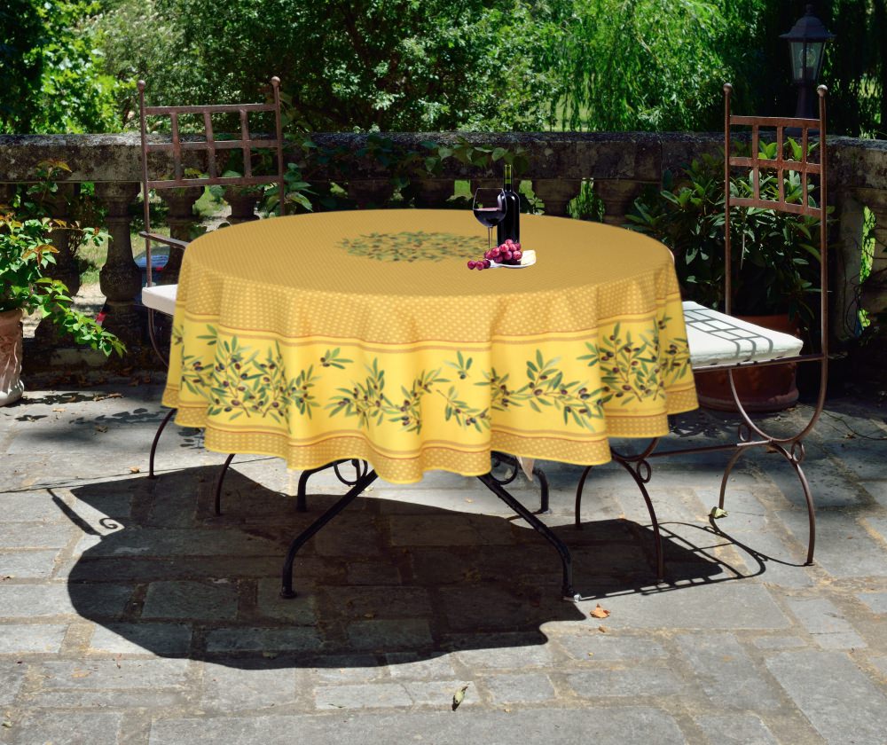 The Provencal Coated Tablecloth | Nyons Yellow Round - Provence On Your ...